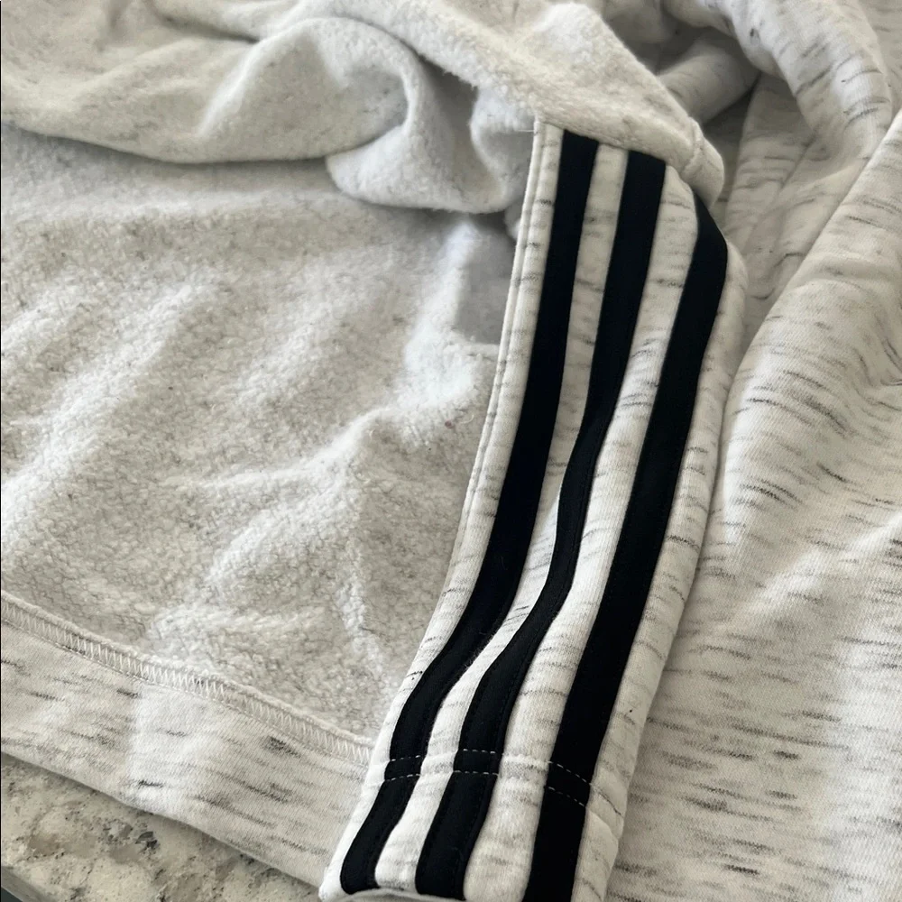 Adidas Heathered White Hoodie with Black Logo - Picture 7 of 7